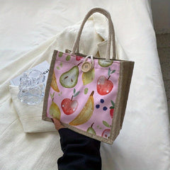 Fruit Print Satchel Tote Bag Lightweight Shoulder Bag