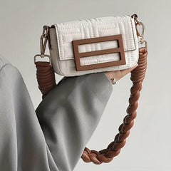 Metal Chain Crossbody Bag with Woven Shoulder Strap
