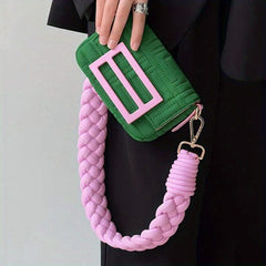Metal Chain Crossbody Bag with Woven Shoulder Strap
