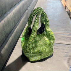 Crystal Evening Bag Rhinestones Bucket Hobo Clutch