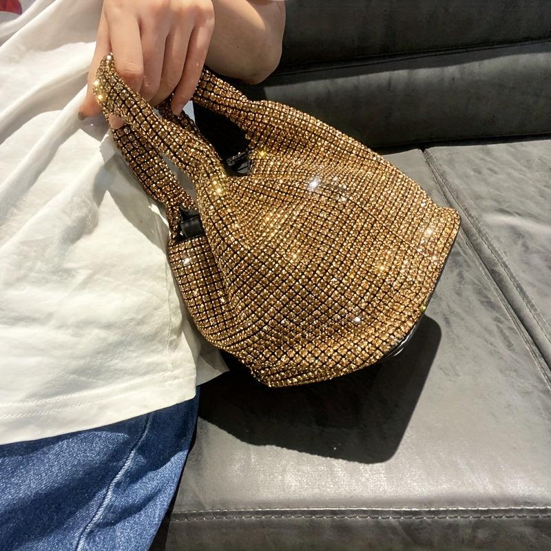 Crystal Evening Bag Rhinestones Bucket Hobo Clutch