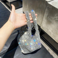Crystal Evening Bag Rhinestones Bucket Hobo Clutch