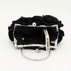 Ruched Flower Satchel Evening Bag for Party Women's Handbag