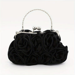 Ruched Flower Satchel Evening Bag for Party Women's Handbag
