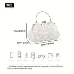 Ruched Flower Satchel Evening Bag for Party Women's Handbag