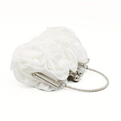 Ruched Flower Satchel Evening Bag for Party Women's Handbag