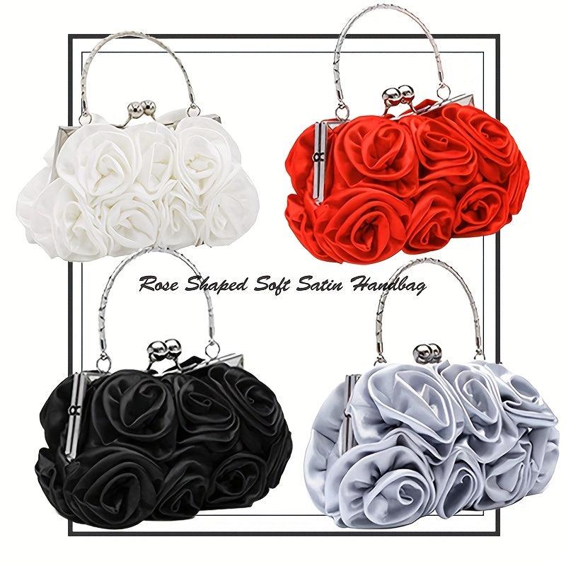 Ruched Flower Satchel Evening Bag for Party Women's Handbag