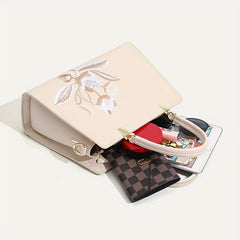 Floral Embroidered Tote Bag Satchel Crossbody Handbag
