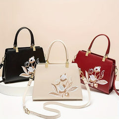 Floral Embroidered Tote Bag Satchel Crossbody Handbag