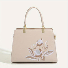 Floral Embroidered Tote Bag Satchel Crossbody Handbag