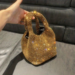Rhinestones Evening Clutch Bag Glitter Crystal Bucket Bag