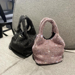 Rhinestones Evening Clutch Bag Glitter Crystal Bucket Bag