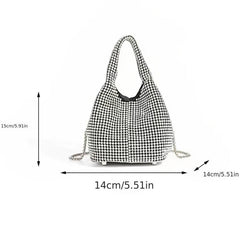 Rhinestones Evening Clutch Bag Glitter Crystal Bucket Bag