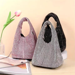 Rhinestones Evening Clutch Bag Glitter Crystal Bucket Bag