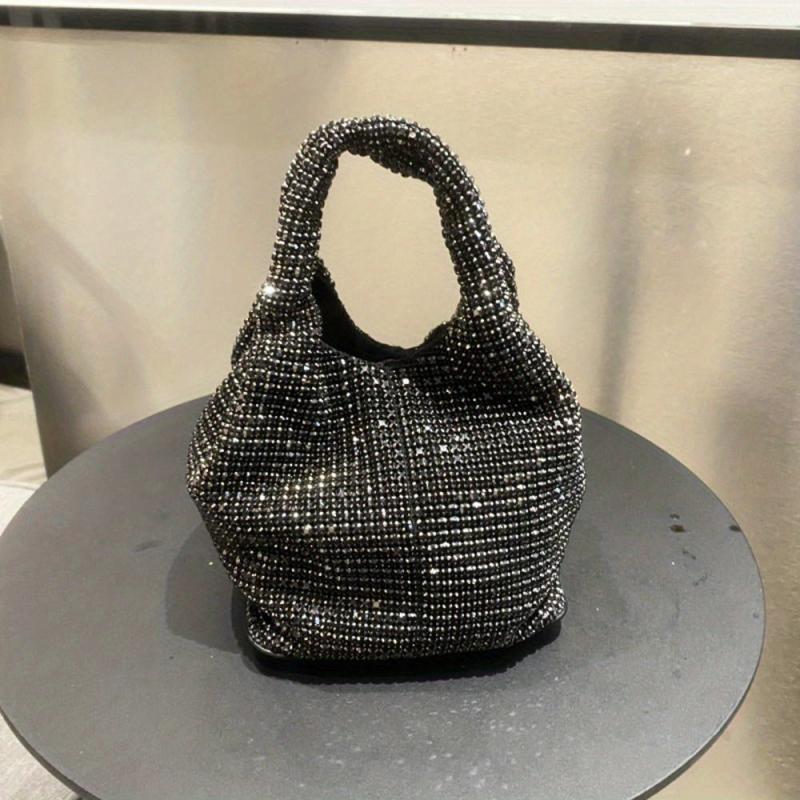 Rhinestones Evening Clutch Bag Glitter Crystal Bucket Bag