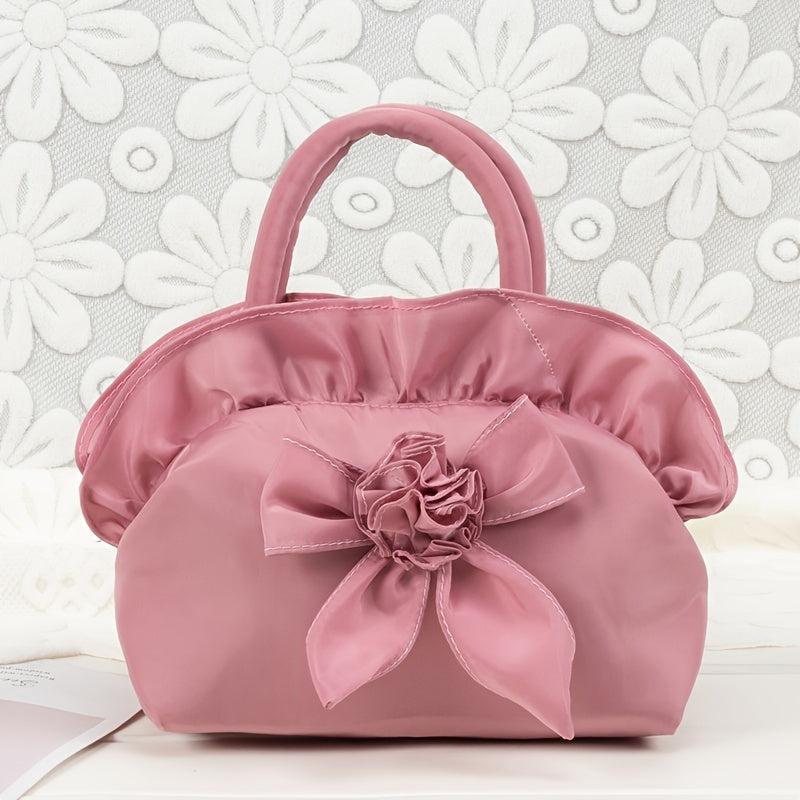 Ruffle Trim Satchel Bag Hand Purse Casual Clutch Coin Bag