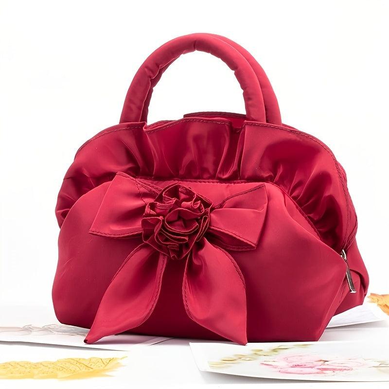 Ruffle Trim Satchel Bag Hand Purse Casual Clutch Coin Bag