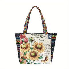 Embroidered Tote Handbag Lightweight Satchel Bag