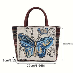 Embroidered Tote Handbag Lightweight Satchel Bag