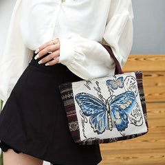 Embroidered Tote Handbag Lightweight Satchel Bag