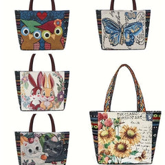 Embroidered Tote Handbag Lightweight Satchel Bag