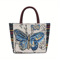 Embroidered Tote Handbag Lightweight Satchel Bag