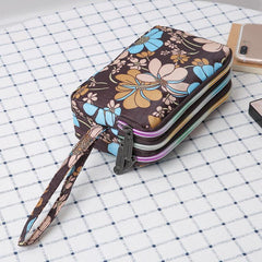 Triple Zipper Long Clutch Coin Purse Nylon Lightweight Wristlet Wallet