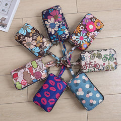 Triple Zipper Long Clutch Coin Purse Nylon Lightweight Wristlet Wallet