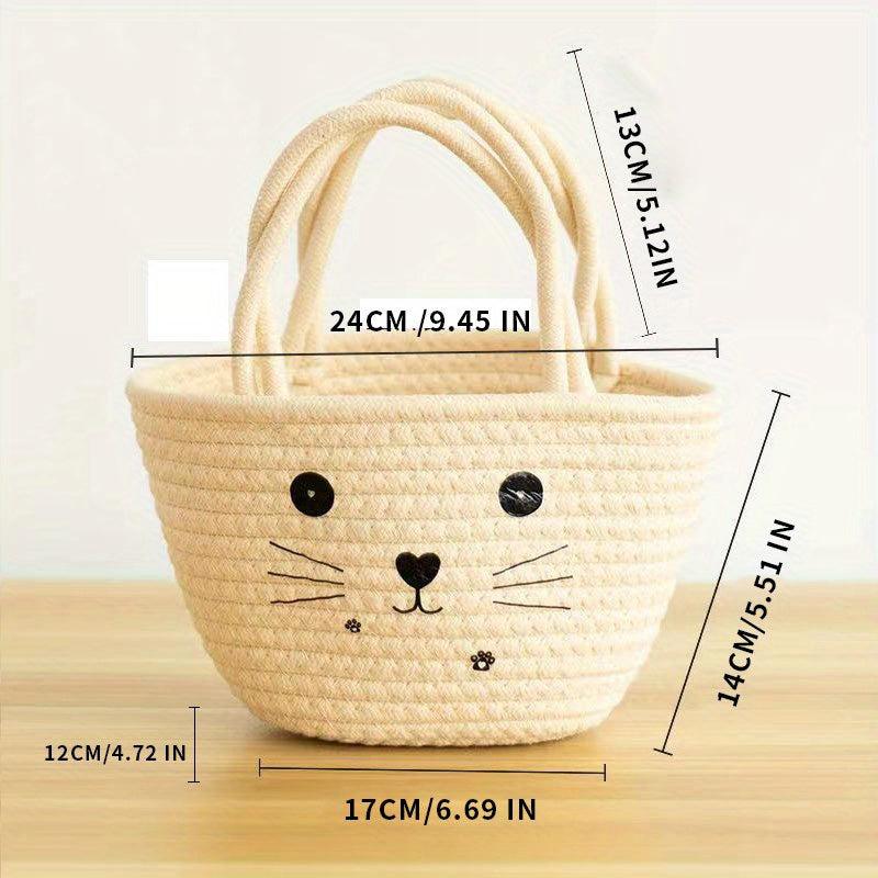 Smile Face Woven Handbag Small Beach Bag Women's Braid Basket