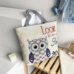 Ethnic Style Canvas Tote Bag Large Embroidery Shopping Bag