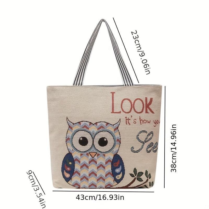Ethnic Style Canvas Tote Bag Large Embroidery Shopping Bag
