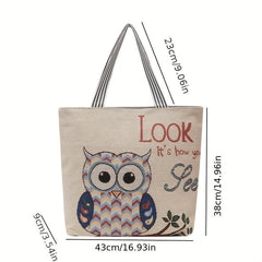 Ethnic Style Canvas Tote Bag Large Embroidery Shopping Bag