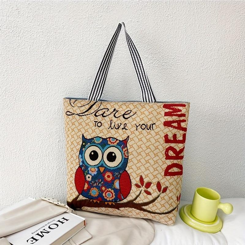 Ethnic Style Canvas Tote Bag Large Embroidery Shopping Bag