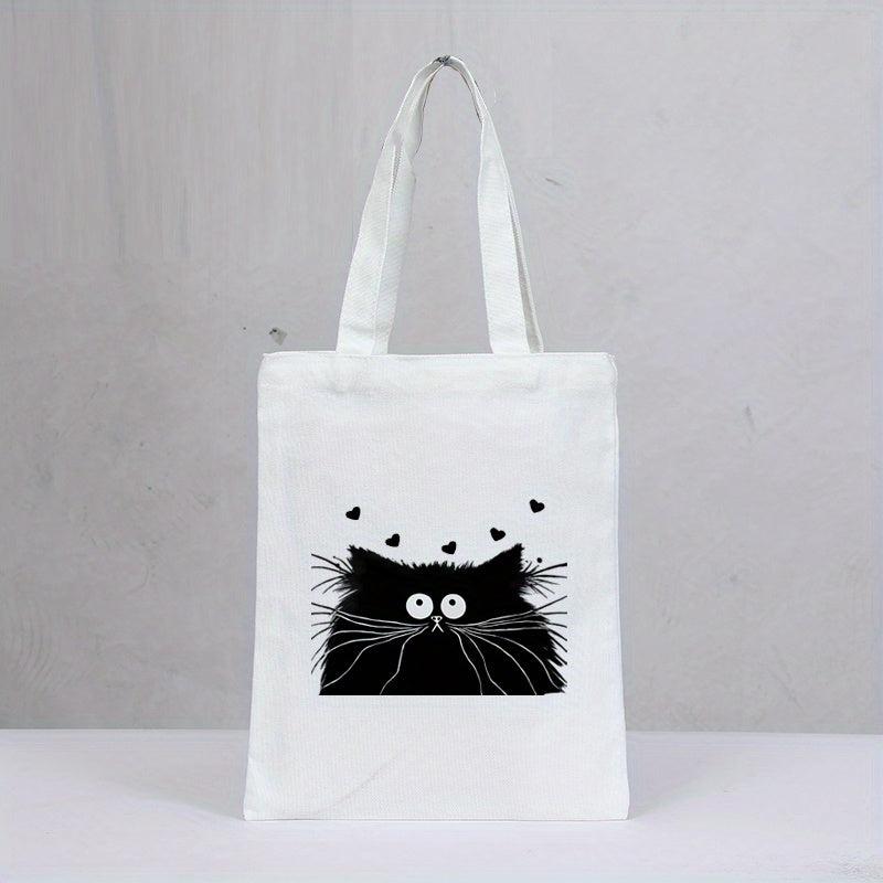Cat Print Eco-Friendly Canvas Tote Bag
