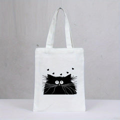 Cat Print Eco-Friendly Canvas Tote Bag