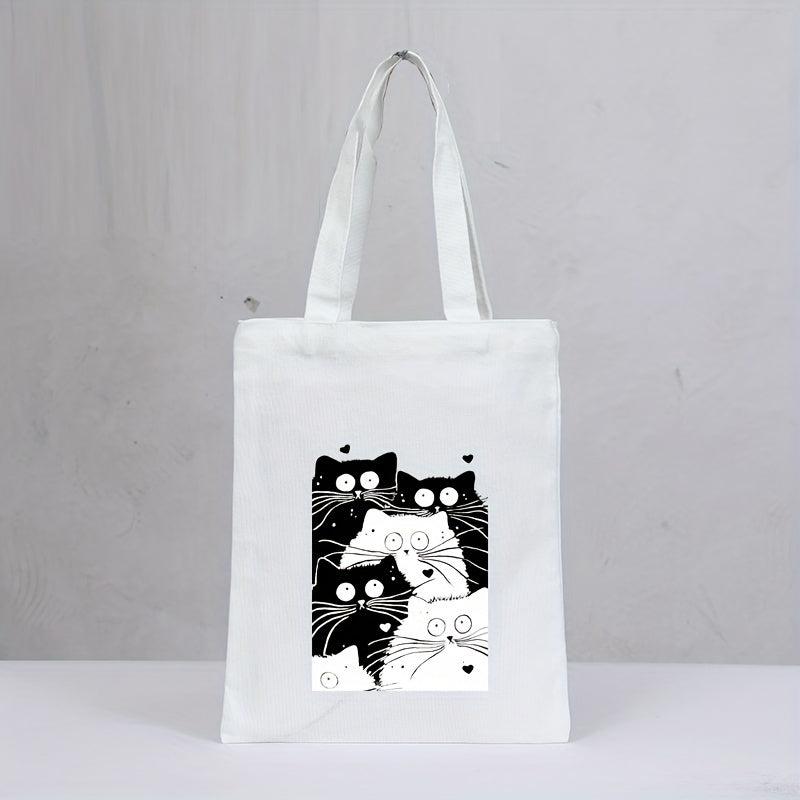 Cat Print Eco-Friendly Canvas Tote Bag