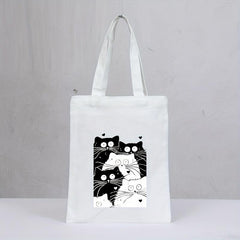Cat Print Eco-Friendly Canvas Tote Bag