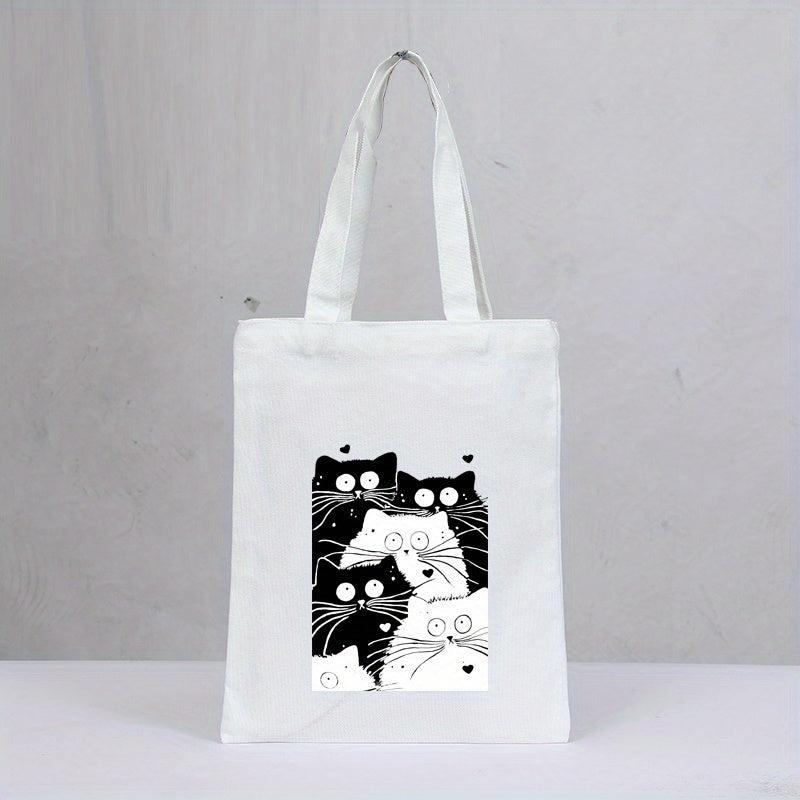 Cat Print Eco-Friendly Canvas Tote Bag