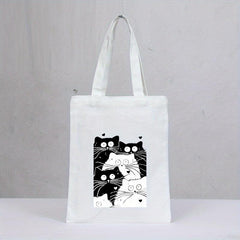 Cat Print Eco-Friendly Canvas Tote Bag