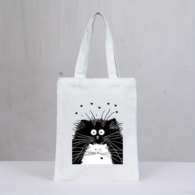 Cat Print Eco-Friendly Canvas Tote Bag