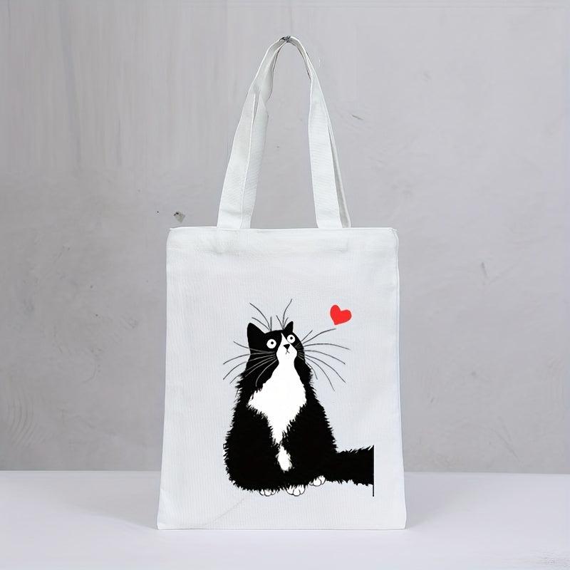 Cat Print Eco-Friendly Canvas Tote Bag