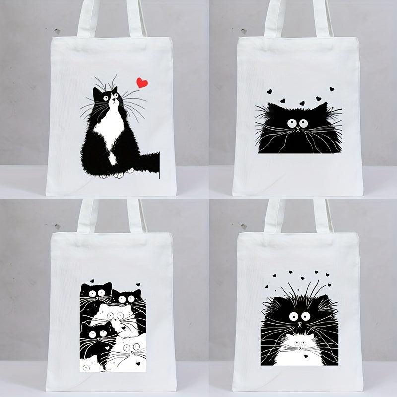 Cat Print Eco-Friendly Canvas Tote Bag