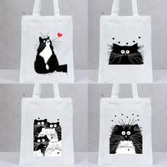 Cat Print Eco-Friendly Canvas Tote Bag