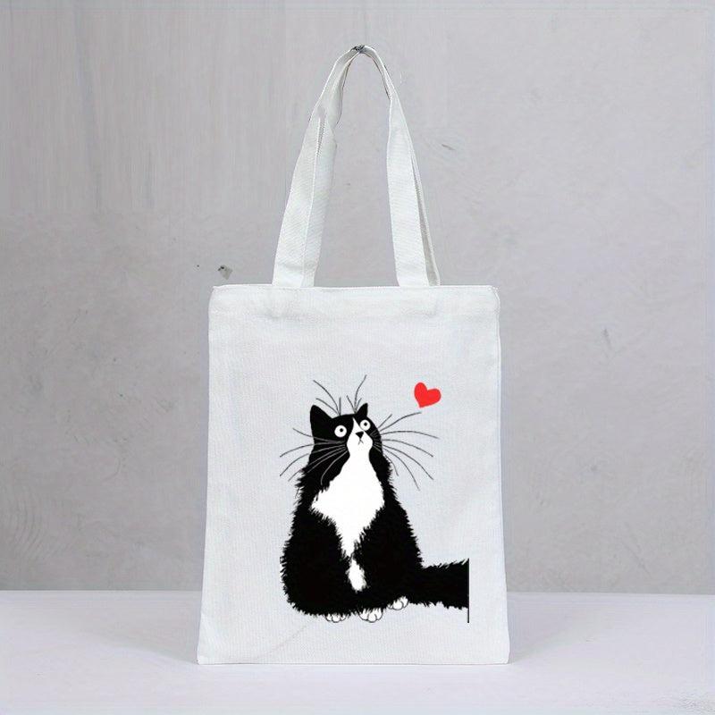 Cat Print Eco-Friendly Canvas Tote Bag