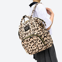 Leopard Print Diaper Bag Travel Backpack Top Handle Mommy Bag