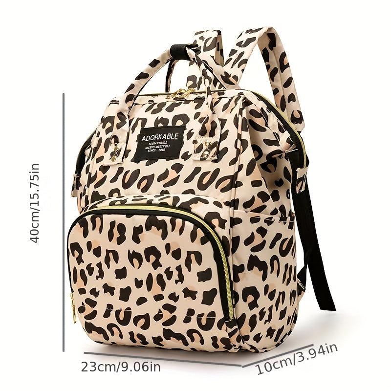 Leopard Print Diaper Bag Travel Backpack Top Handle Mommy Bag