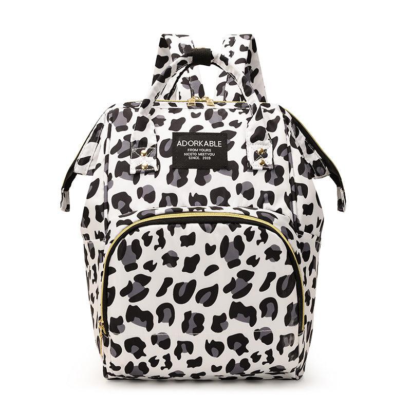 Leopard Print Diaper Bag Travel Backpack Top Handle Mommy Bag