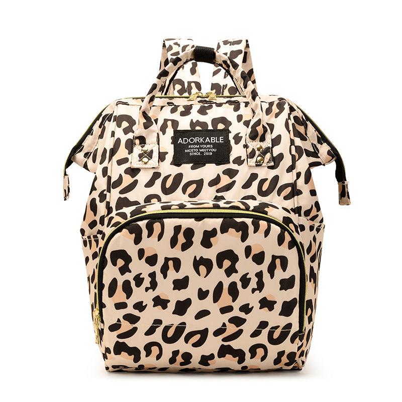 Leopard Print Diaper Bag Travel Backpack Top Handle Mommy Bag