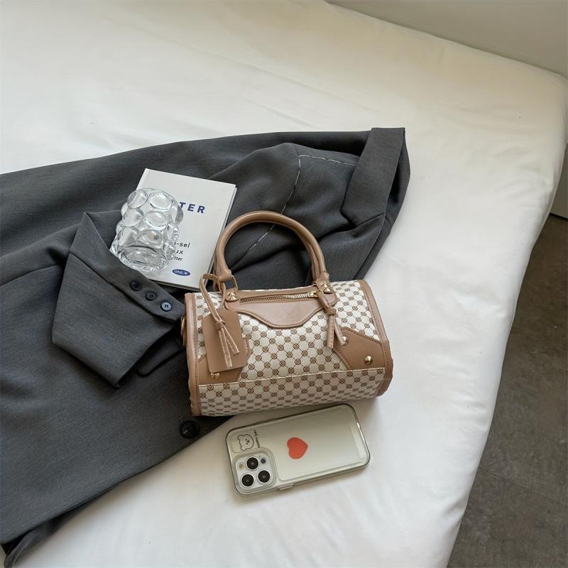 Polka Dot Print Handbag for Women Crossbody Bag Studded Satchel Purse