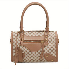 Polka Dot Print Handbag for Women Crossbody Bag Studded Satchel Purse